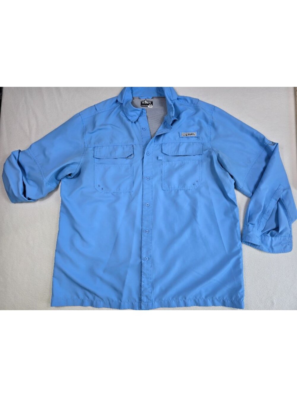 Habit Mens XL Blue Long Sleeve Fishing Shirt Lightweight Button-Up